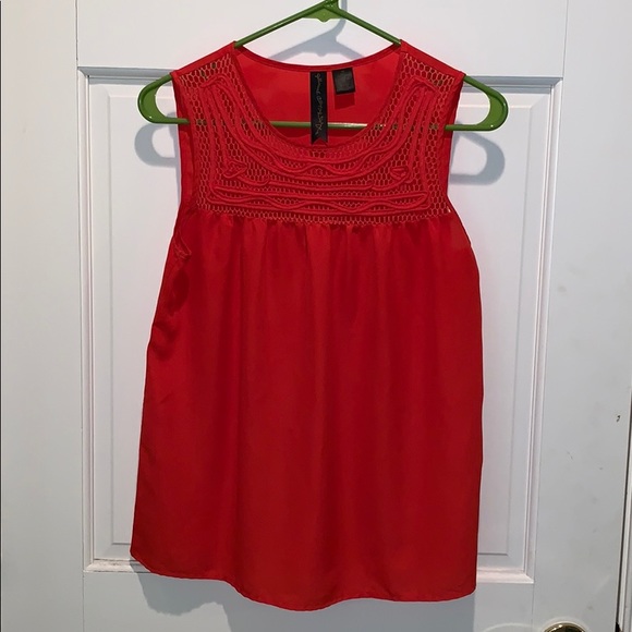 Petticoat Alley Tops - Orange Crochet Detail Sleeveless Top Petticoat Alley Tops - Orange Crochet Detail Sleeveless Top